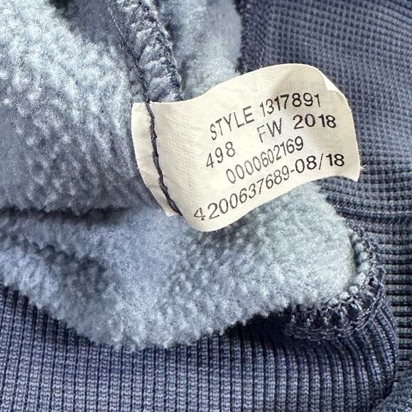 Under Armour Cold Gear Pullover Hoodie Womens L Big Logo Navy Blue Sweatshirt - Picture 7 of 8